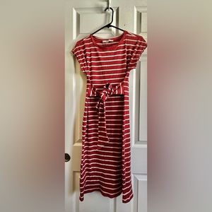 LOFT petite size rib knot dress front tie short sleeve dress midi size small NWT